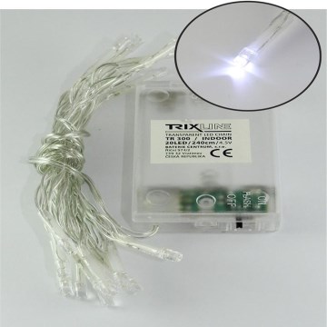 Cadena LED 20xLED/2 funciones 2,4m blanco frío