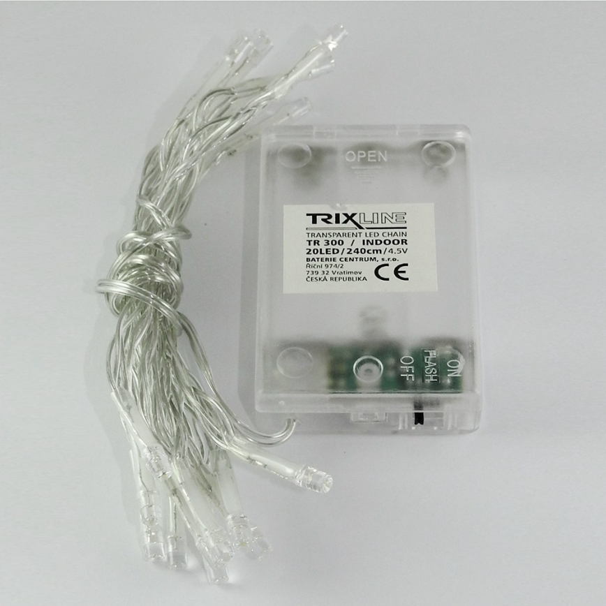 Cadena LED 20xLED/2 funciones 2,4m blanco frío