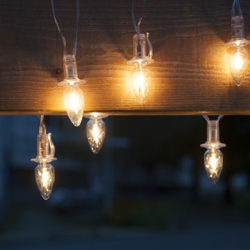 Cadena LED de extensión para exterior CONE FILAMENT 20xE10 14m transparente/blanco cálido IP44, Fabricado en la República Checa