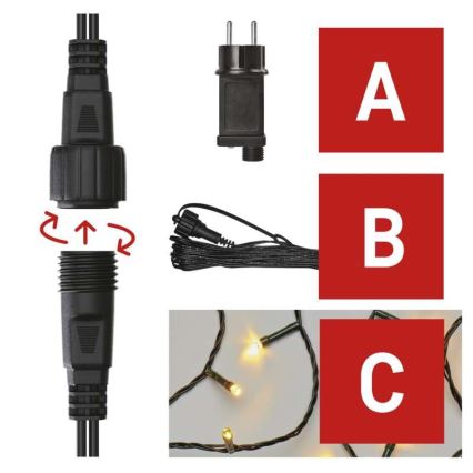 Cadena LED de Navidad para exteriores 100xLED/15m IP44 blanco cálido