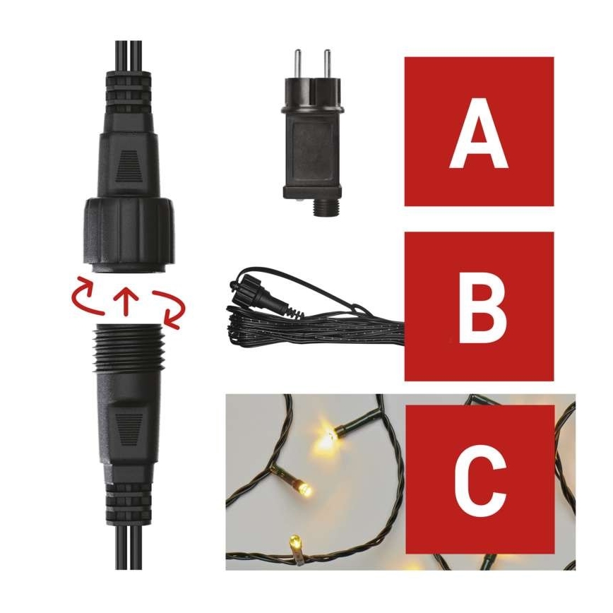 Cadena LED de Navidad para exteriores 100xLED/15m IP44 blanco cálido