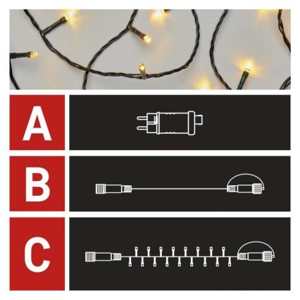 Cadena LED de Navidad para exteriores 100xLED/15m IP44 blanco cálido