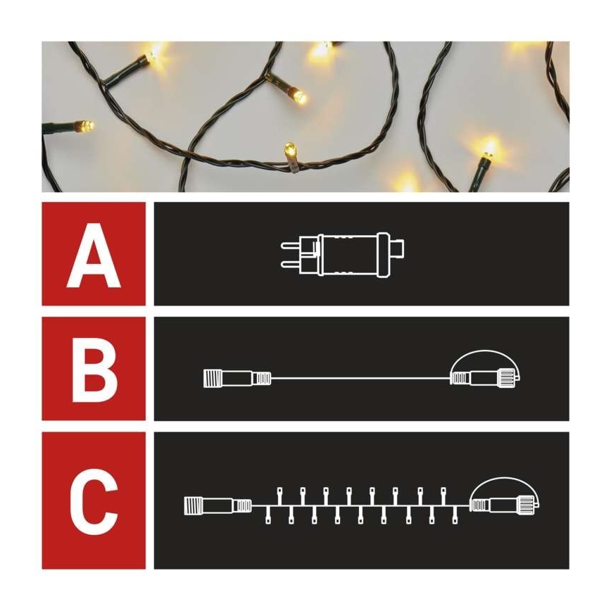 Cadena LED de Navidad para exteriores 100xLED/15m IP44 blanco cálido