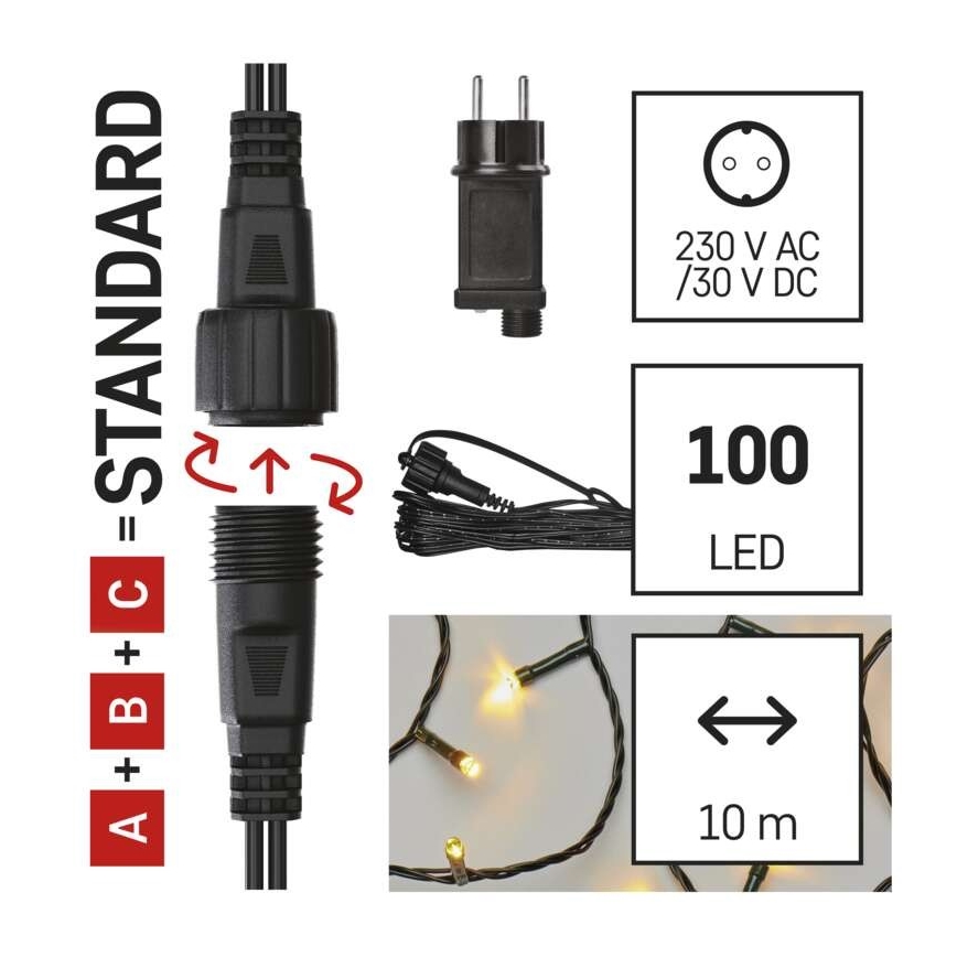 Cadena LED de Navidad para exteriores 100xLED/15m IP44 blanco cálido