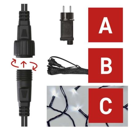 Cadena LED de Navidad para exteriores 100xLED/15m IP44 blanco frío
