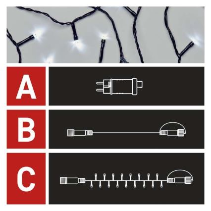 Cadena LED de Navidad para exteriores 100xLED/15m IP44 blanco frío