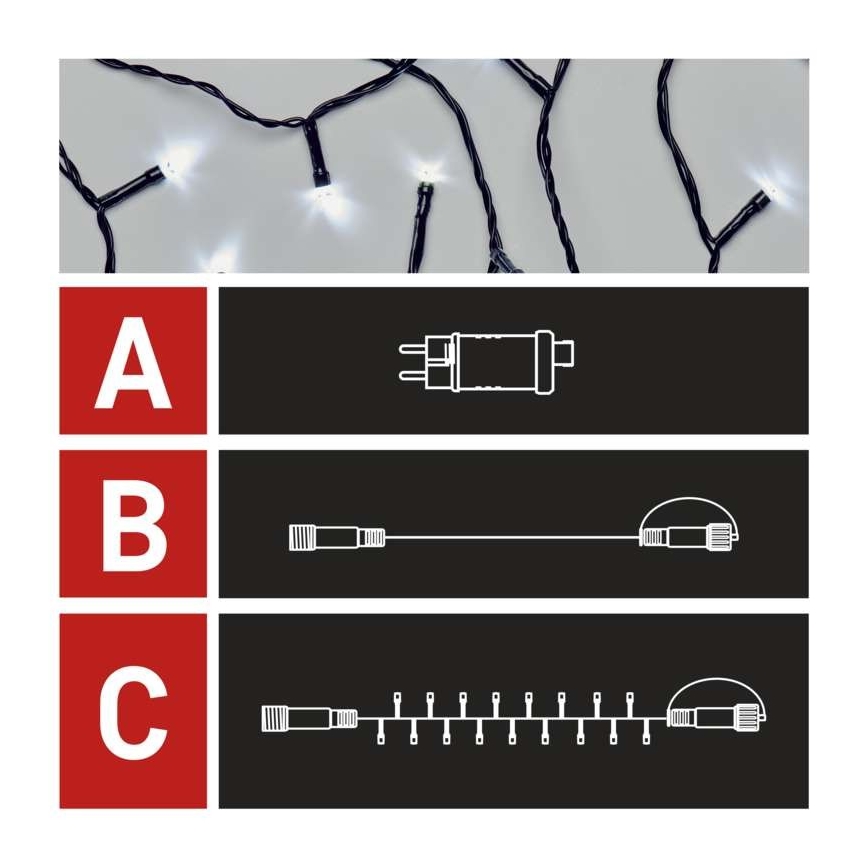 Cadena LED de Navidad para exteriores 100xLED/15m IP44 blanco frío