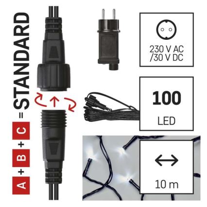Cadena LED de Navidad para exteriores 100xLED/15m IP44 blanco frío