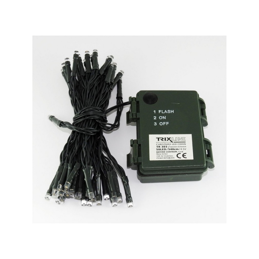 Cadena LED de Navidad para exteriores 100xLED/2 funkce/3xAA 10,8m IP44 blanco cálido