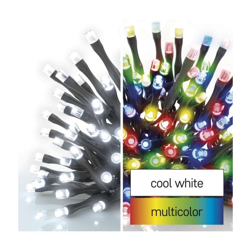 Cadena LED de Navidad para exteriores 100xLED/8 modos 15m IP44 blanco frío/multicolor