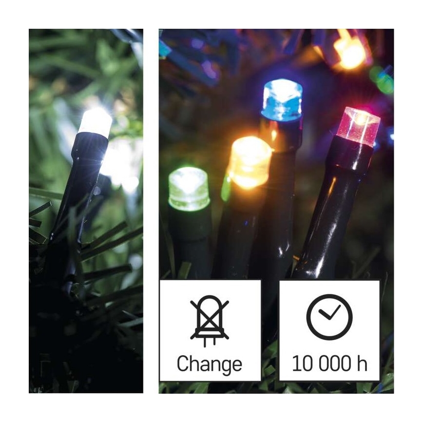 Cadena LED de Navidad para exteriores 100xLED/8 modos 15m IP44 blanco frío/multicolor