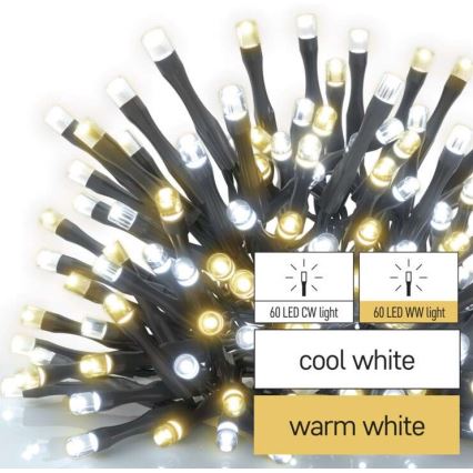 Cadena LED de Navidad para exteriores 120xLED/17m IP44 blanco cálido/frío
