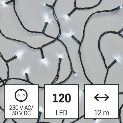 Cadena LED de Navidad para exteriores 120xLED/17m IP44 blanco frío