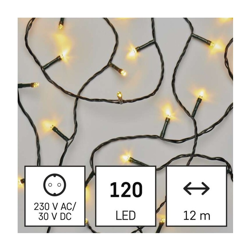 Cadena LED de Navidad para exteriores 120xLED/8 módů 17m IP44 blanco cálido
