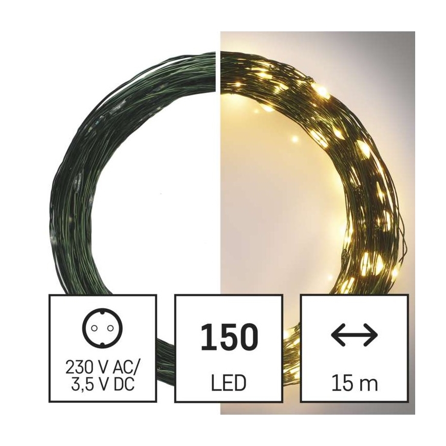 Cadena LED de Navidad para exteriores 150xLED/20m IP44 blanco cálido