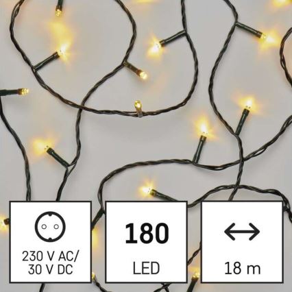 Cadena LED de Navidad para exteriores 180xLED/23m IP44 blanco cálido