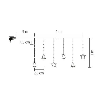 Cadena LED de Navidad para exteriores 186xLED 7m IP44 blanco frío