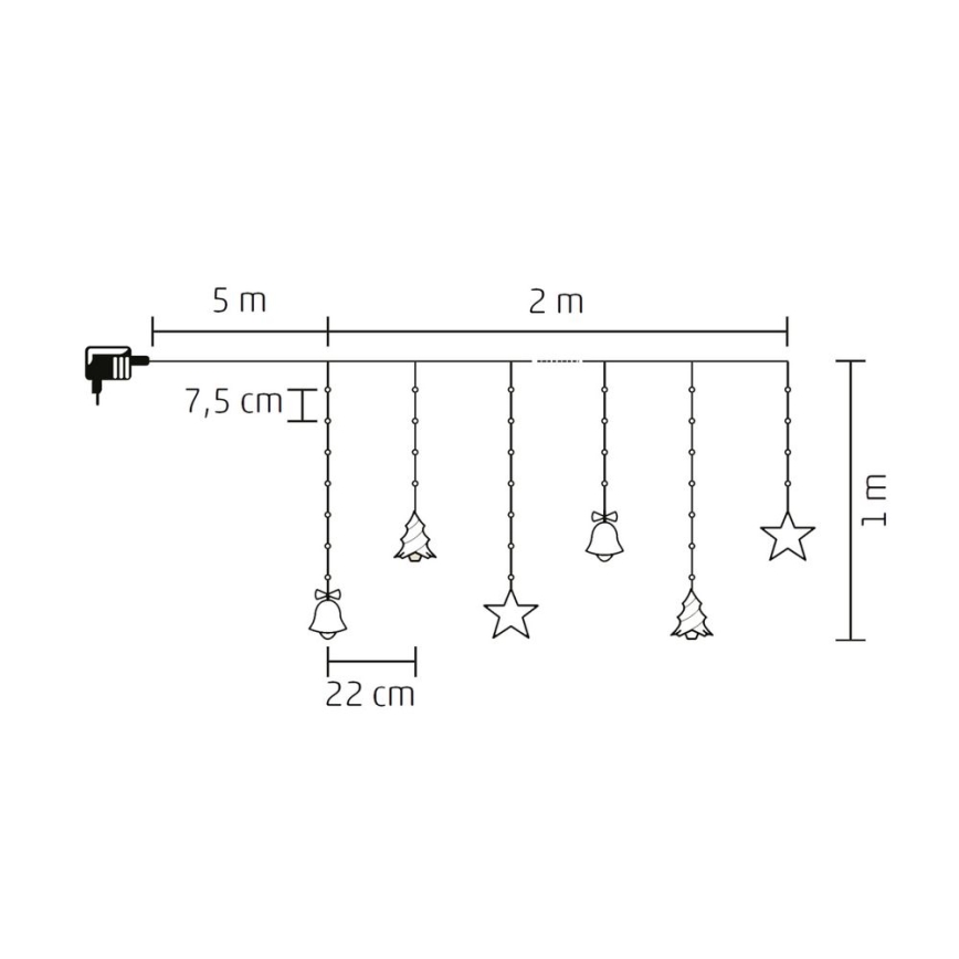 Cadena LED de Navidad para exteriores 186xLED 7m IP44 blanco frío