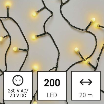 Cadena LED de Navidad para exteriores 200xLED/25m IP44 blanco cálido