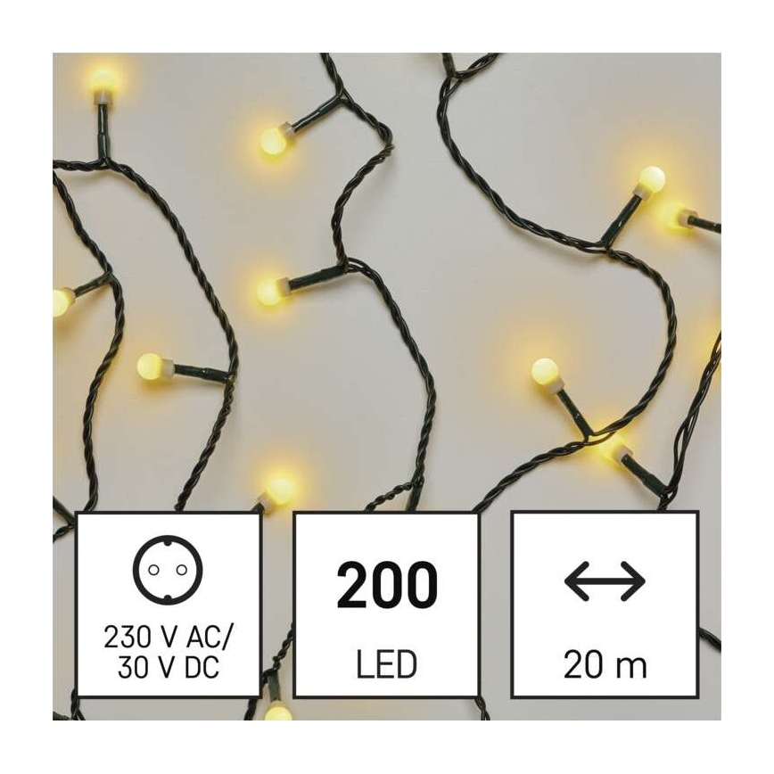 Cadena LED de Navidad para exteriores 200xLED/25m IP44 blanco cálido