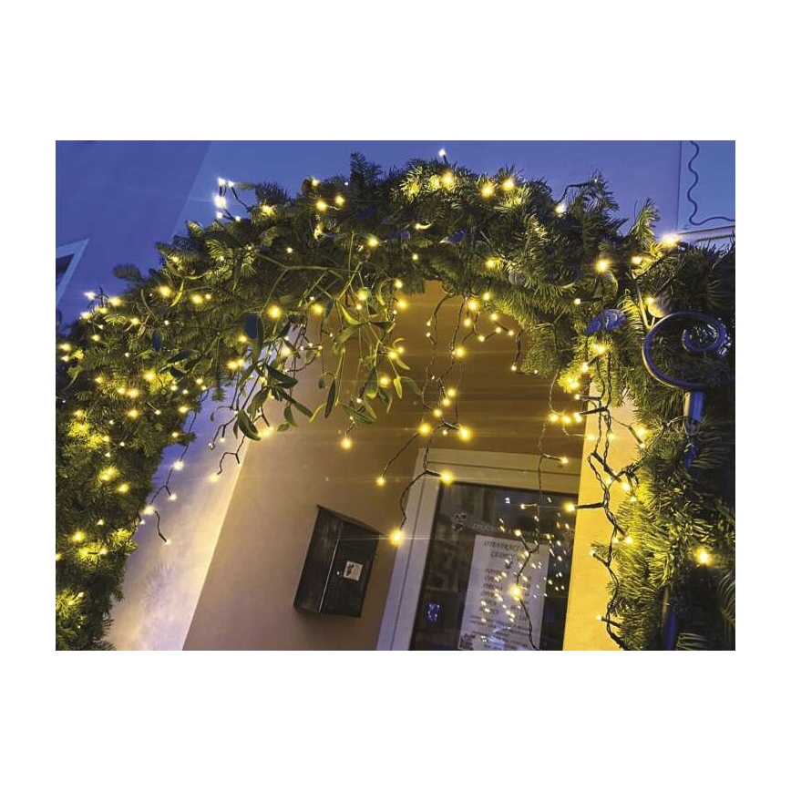 Cadena LED de Navidad para exteriores 200xLED/8 modos 8,6m IP44 blanco cálido