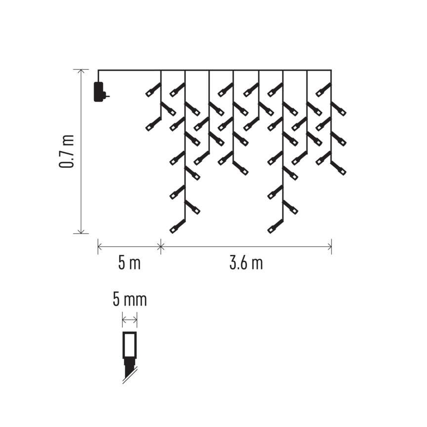 Cadena LED de Navidad para exteriores 200xLED/8 modos 8,6m IP44 blanco cálido