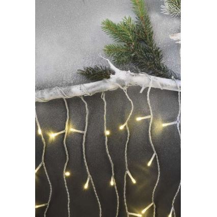 Cadena LED de Navidad para exteriores 300xLED/8 modos 10m IP44 blanco cálido + mando a distancia