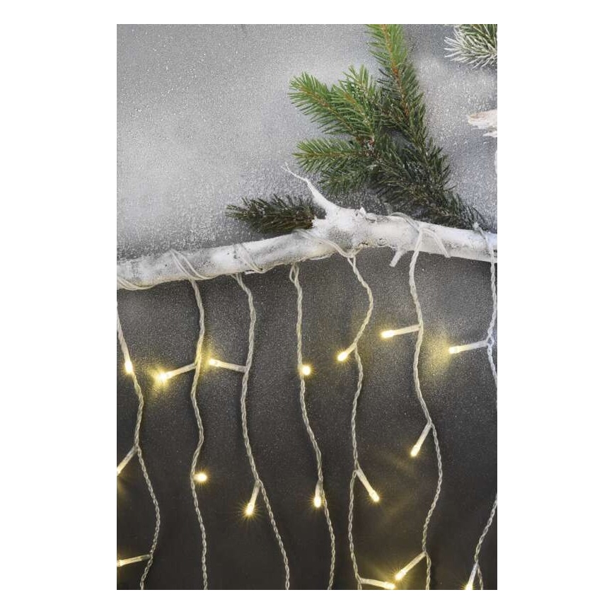 Cadena LED de Navidad para exteriores 300xLED/8 modos 10m IP44 blanco cálido + mando a distancia
