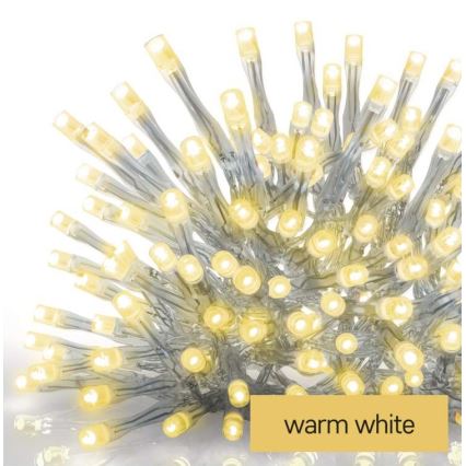 Cadena LED de Navidad para exteriores 300xLED/8 modos 10m IP44 blanco cálido + mando a distancia