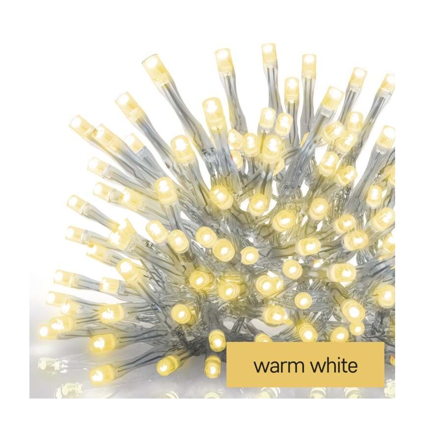 Cadena LED de Navidad para exteriores 300xLED/8 modos 10m IP44 blanco cálido + mando a distancia