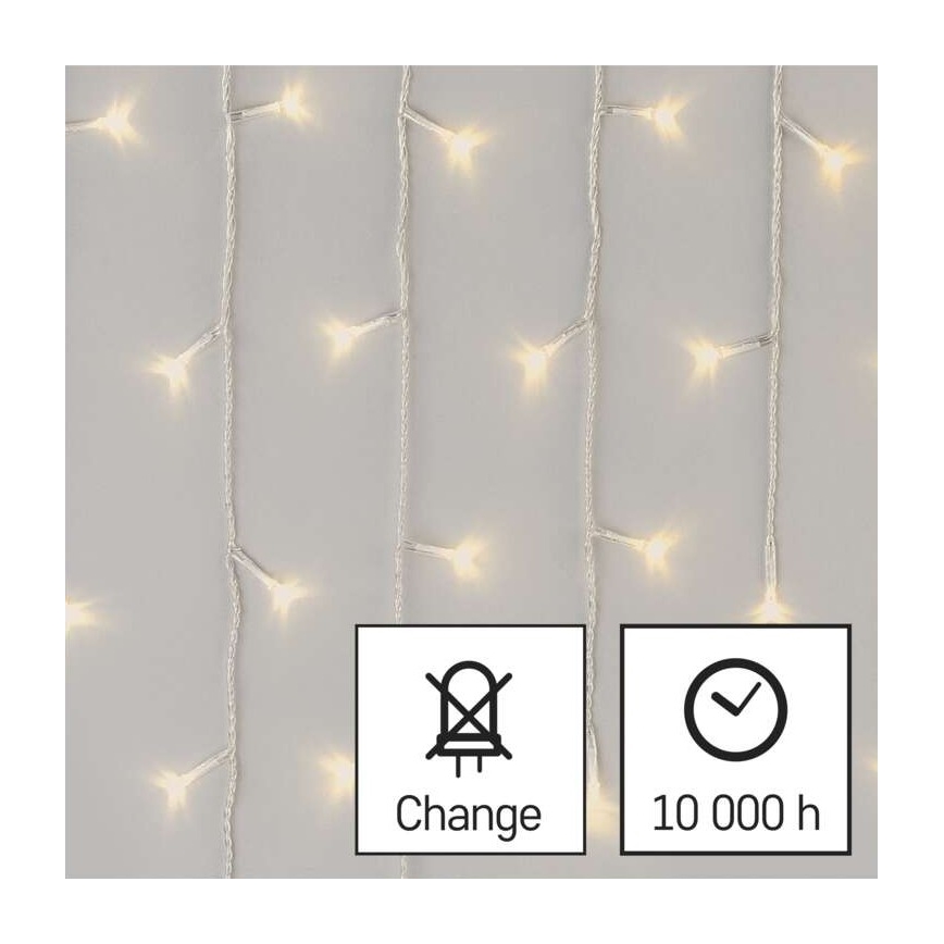 Cadena LED de Navidad para exteriores 300xLED/8 modos 10m IP44 blanco cálido + mando a distancia