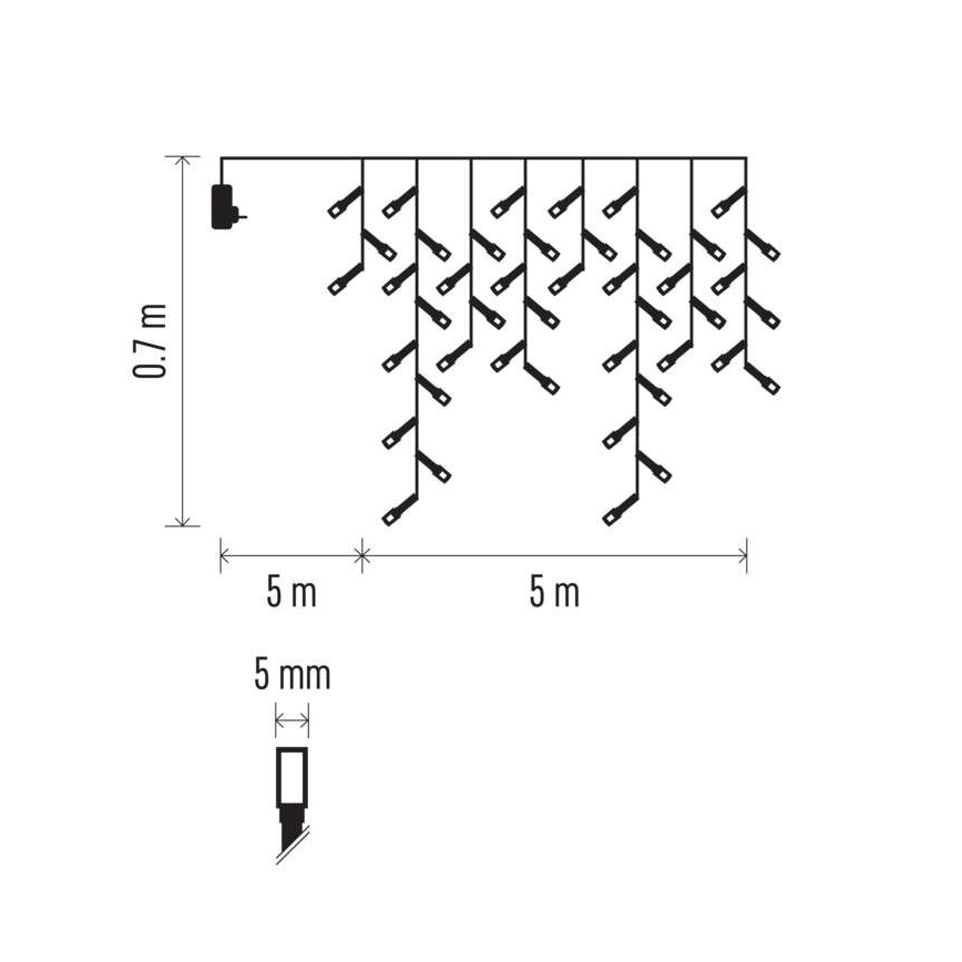 Cadena LED de Navidad para exteriores 300xLED/8 modos 10m IP44 blanco cálido + mando a distancia