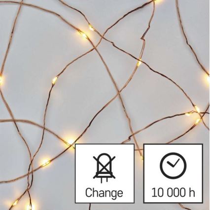 Cadena LED de Navidad para exteriores 40xLED/9m IP44 blanco cálido