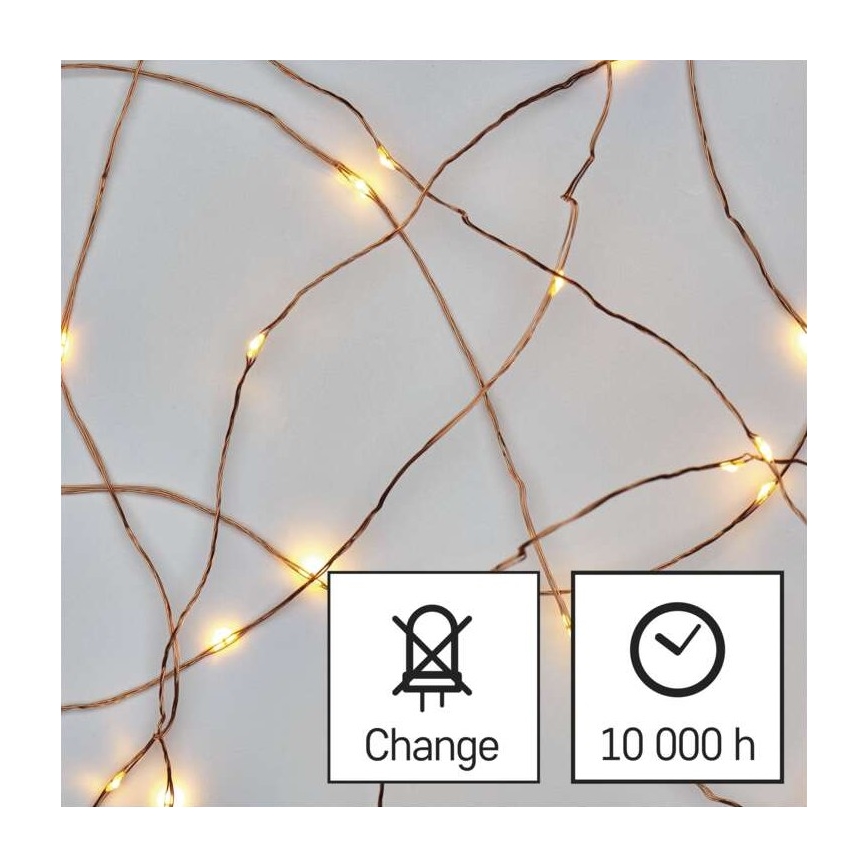 Cadena LED de Navidad para exteriores 40xLED/9m IP44 blanco cálido