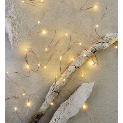 Cadena LED de Navidad para exteriores 40xLED/9m IP44 blanco cálido