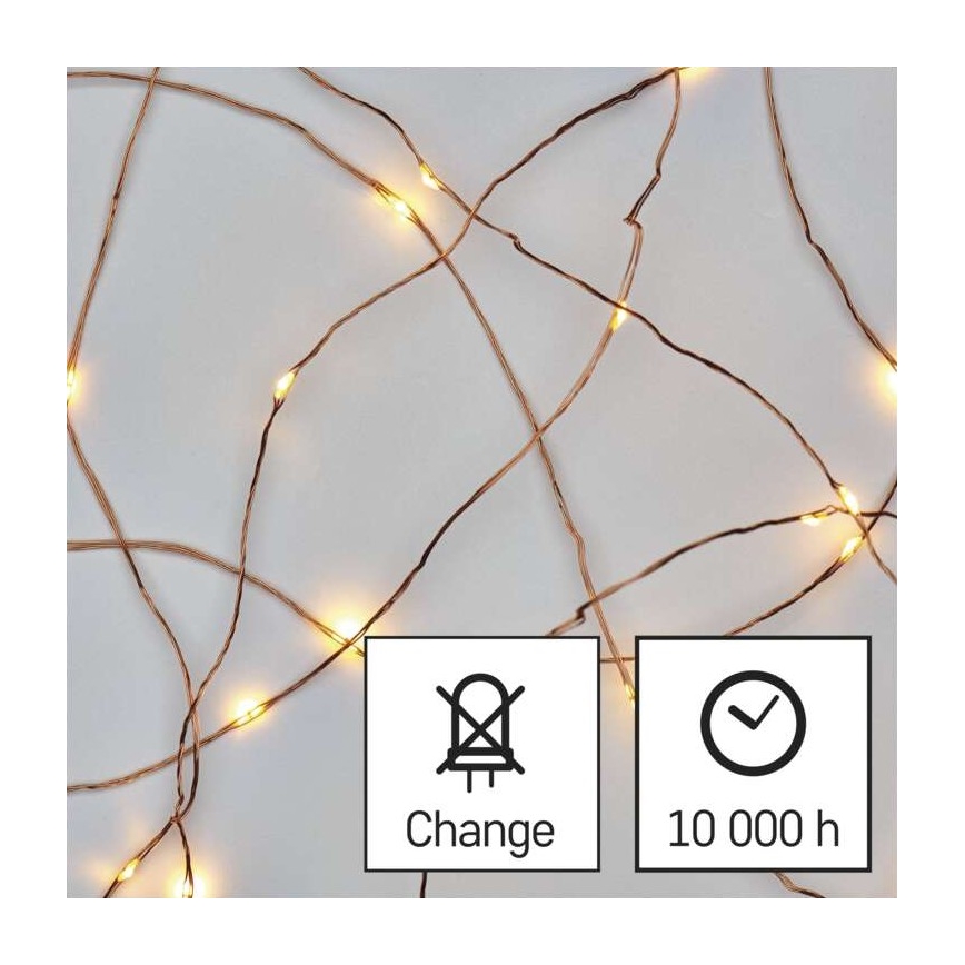 Cadena LED de Navidad para exteriores 40xLED/9m IP44 blanco cálido