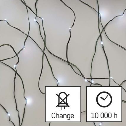 Cadena LED de Navidad para exteriores 40xLED/9m IP44 blanco frío