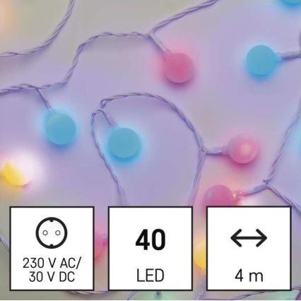 Cadena LED de Navidad para exteriores 40xLED/9m IP44 multicolor