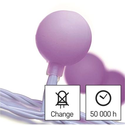 Cadena LED de Navidad para exteriores 40xLED/9m IP44 rosa
