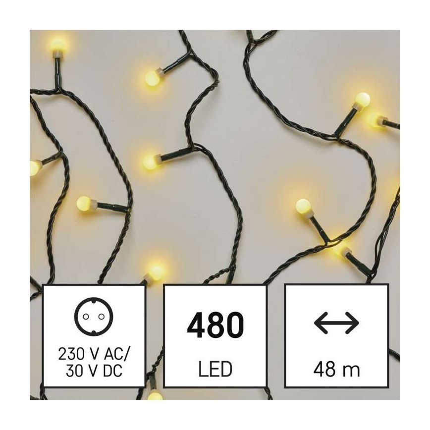 Cadena LED de Navidad para exteriores 480xLED/53m IP44 blanco cálido
