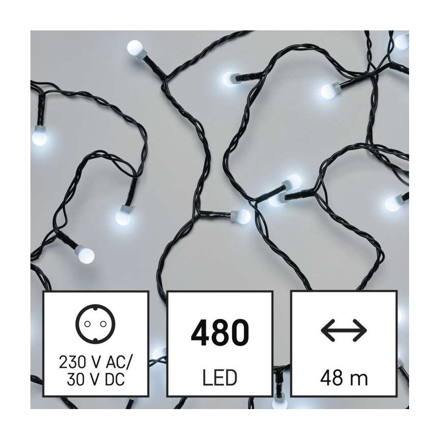 Cadena LED de Navidad para exteriores 480xLED/53m IP44 blanco frío