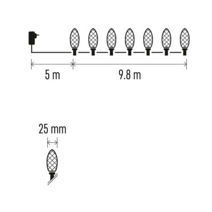 Cadena LED de Navidad para exteriores 50xLED/8 modos 14,8m IP44 multicolor