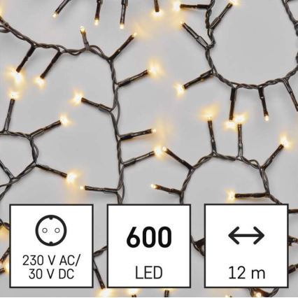 Cadena LED de Navidad para exteriores 600xLED/17m IP44 blanco cálido