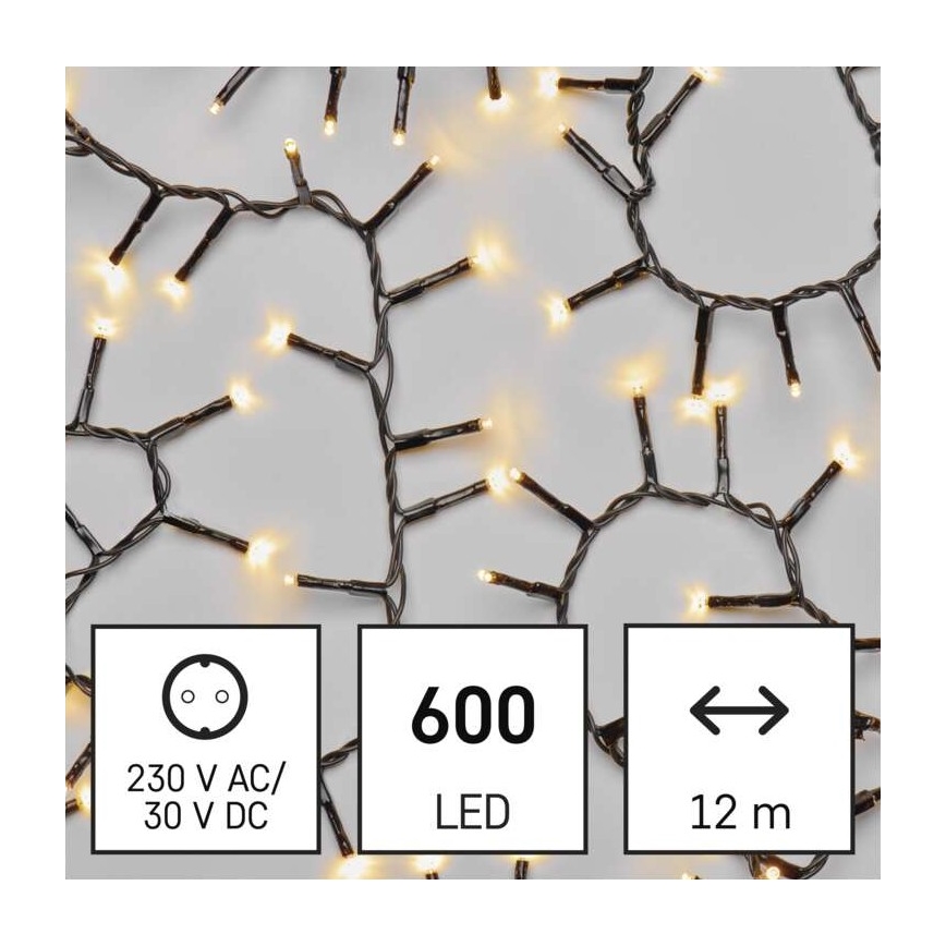Cadena LED de Navidad para exteriores 600xLED/17m IP44 blanco cálido