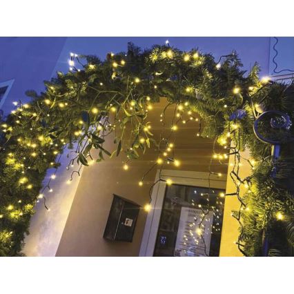 Cadena LED de Navidad para exteriores 600xLED/8 modos 15m IP44 blanco cálido