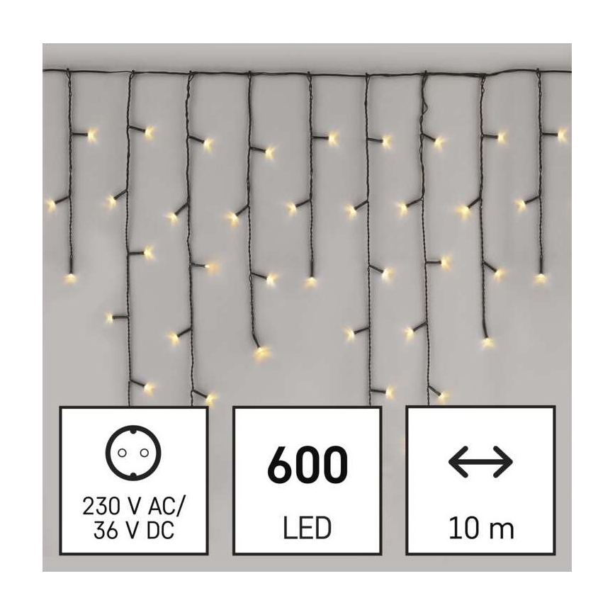 Cadena LED de Navidad para exteriores 600xLED/8 modos 15m IP44 blanco cálido