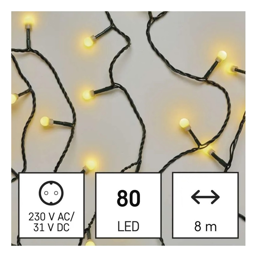 Cadena LED de Navidad para exteriores 80xLED/13m IP44 blanco cálido