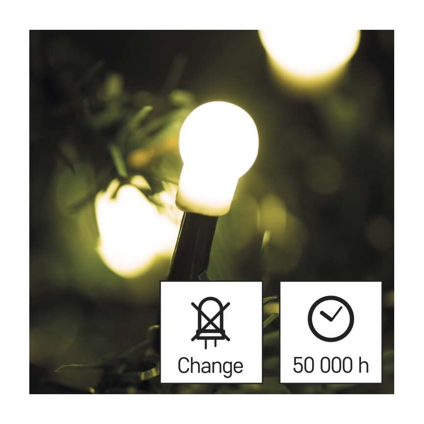 Cadena LED de Navidad para exteriores 80xLED/13m IP44 blanco cálido