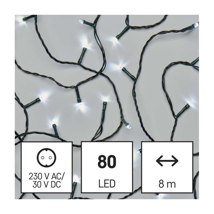 Cadena LED de Navidad para exteriores 80xLED/13m IP44 blanco frío