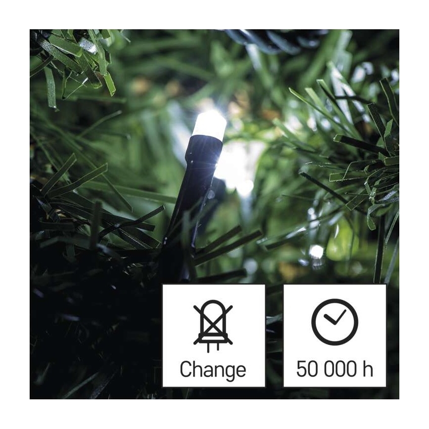 Cadena LED de Navidad para exteriores 80xLED/13m IP44 blanco frío